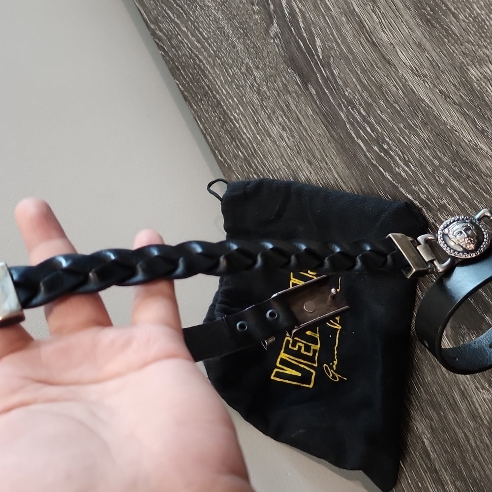 Rare Vintage Istante Versus Versace Medallion Braided Leather Belt - Picture 4 of 8
